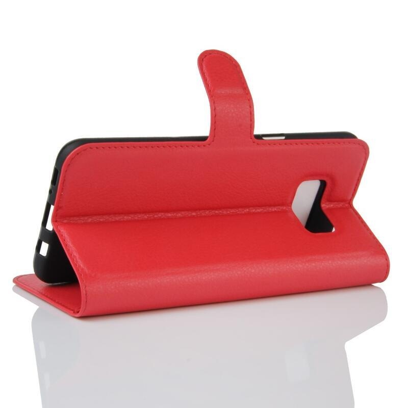 Litchi PU bőr pénztárca tok Samsung Galaxy S8 Plus-hoz - piros