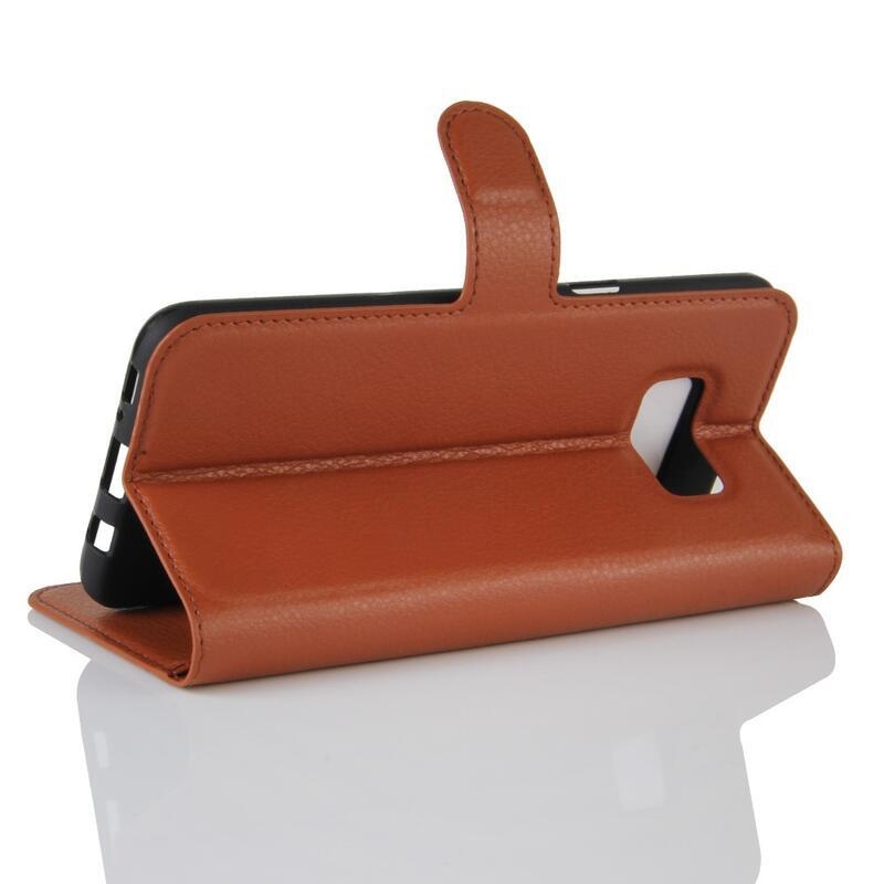 Litchi PU bőr pénztárca tok Samsung Galaxy S8 Plus-hoz - barna