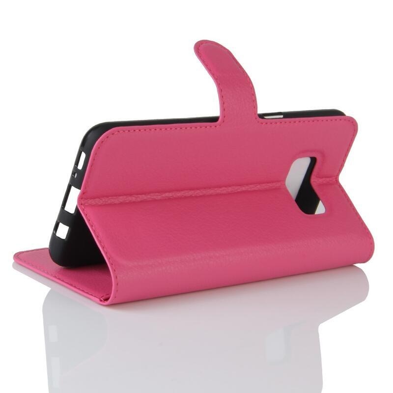 Litchi PU bőr pénztárca tok Samsung Galaxy S8-hoz - rózsaszínű