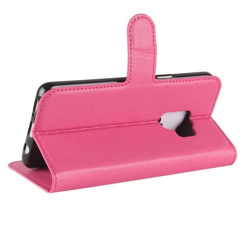 Litchi PU bőr pénztárca tok Samsung Galaxy S9 - rózsaszínű