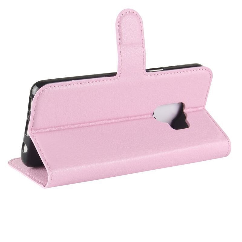 Litchi PU bőr pénztárca tok Samsung Galaxy S9 készülékhez - rózsaszín