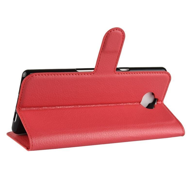 Litchi PU bőr pénztárca tok Sony Xperia 10 - piros