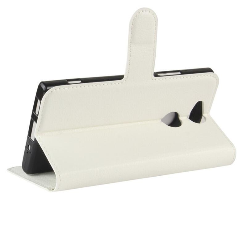 Litchi PU bőr pénztárca tok Sony Xperia XA2 készülékhez - fehér