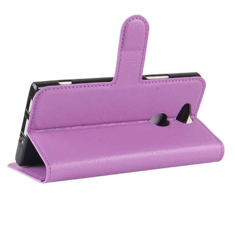 Litchi PU bőr pénztárca tok Sony Xperia XA2 készülékhez - lila