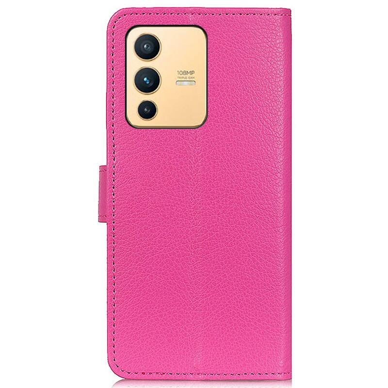 Litchi PU bőr pénztárca tok Vivo V23 5G - rózsa