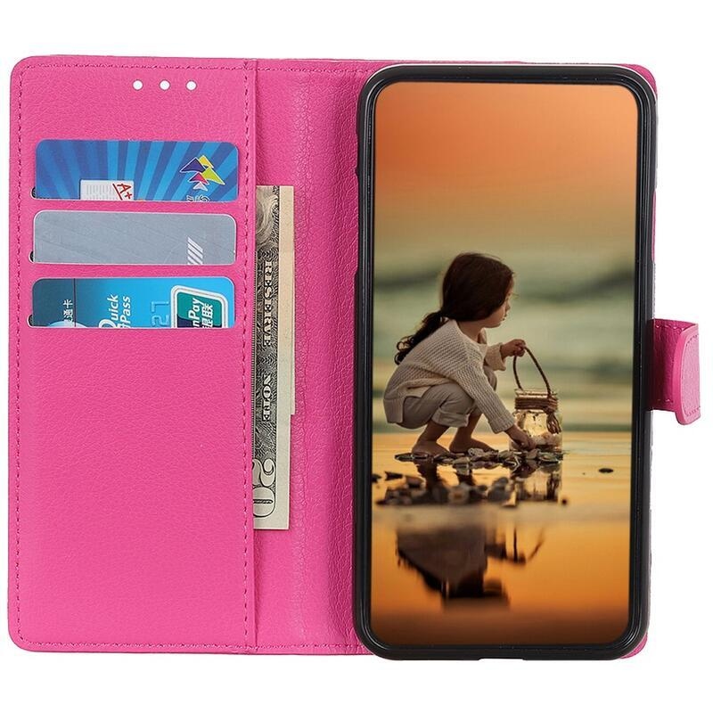 Litchi PU bőr pénztárca tok Vivo V23 5G - rózsa