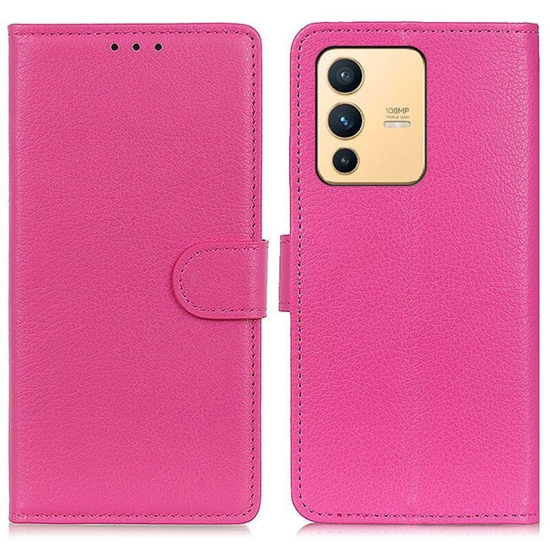 Litchi PU bőr pénztárca tok Vivo V23 5G - rózsa