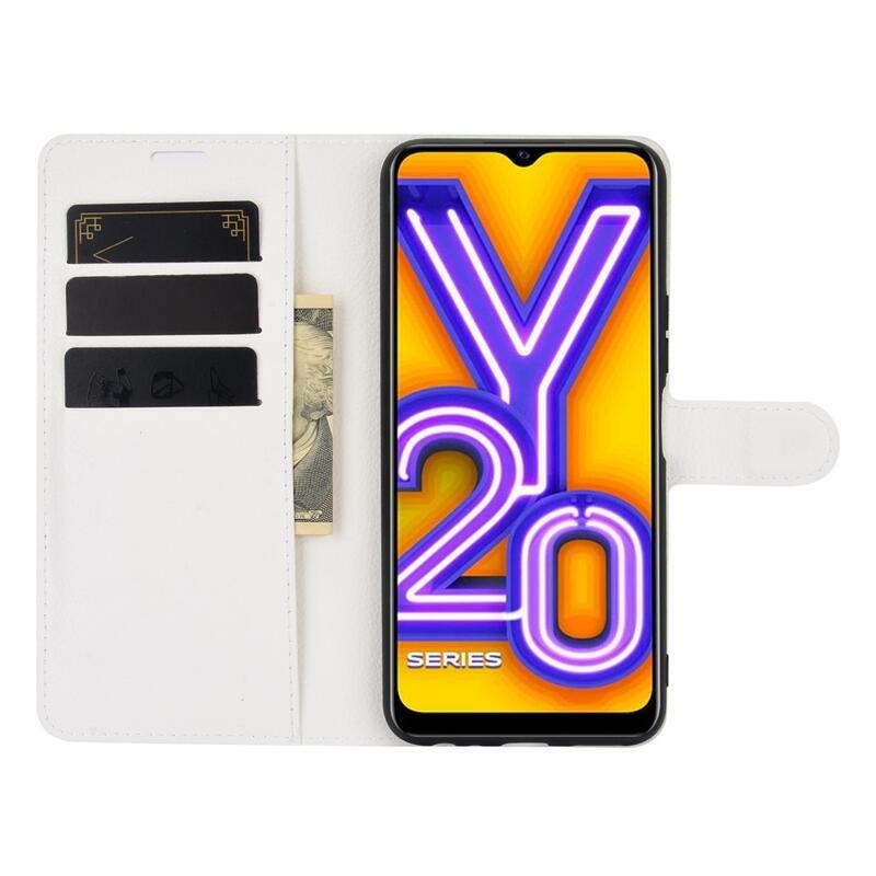 Litchi PU bőr pénztárca tok Vivo Y20s/Y11s - fehér
