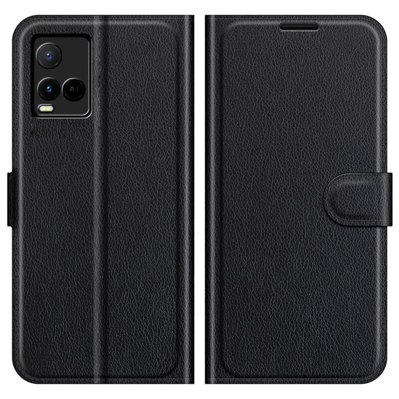 Litchi PU bőr pénztárca tok a Vivo Y21/Y21s/Y33s számára - fekete