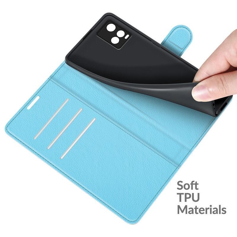 Litchi PU bőr pénztárca tok Vivo Y21/Y21s/Y33s - kék