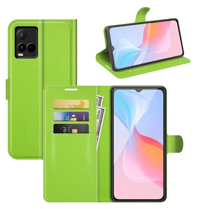 Litchi PU bőr pénztárca tok Vivo Y21/Y21s/Y33s - zöld