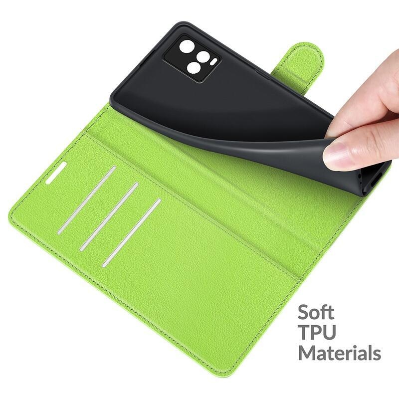 Litchi PU bőr pénztárca tok Vivo Y21/Y21s/Y33s - zöld