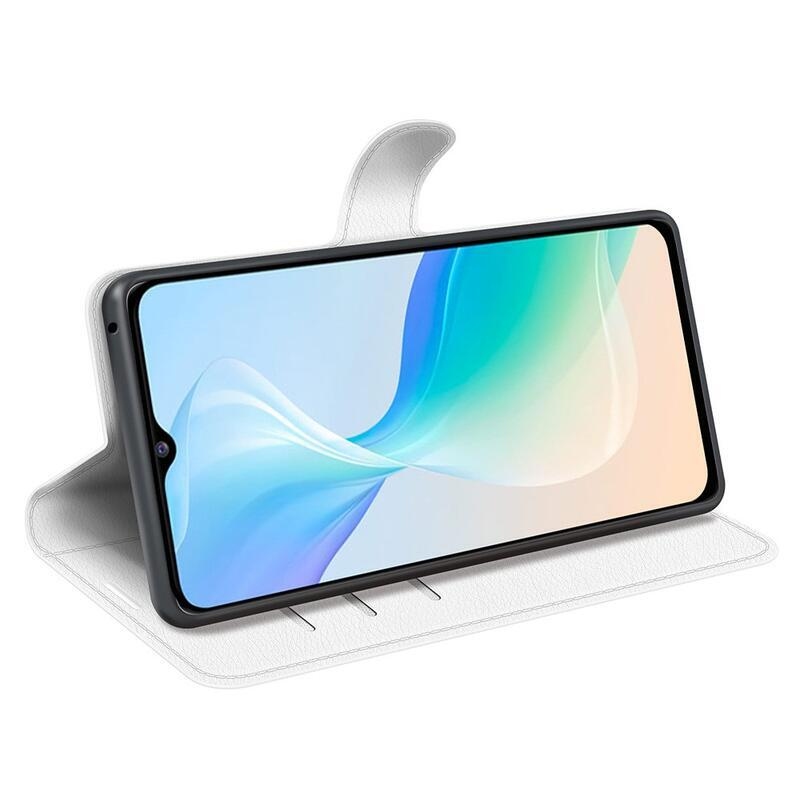 Litchi PU bőr pénztárca tok a Vivo Y76 5G/Y76s számára - fehér