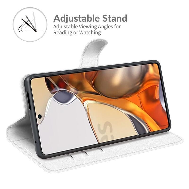 Litchi PU bőr pénztárca tok Xiaomi 11T/11T Pro - fehér