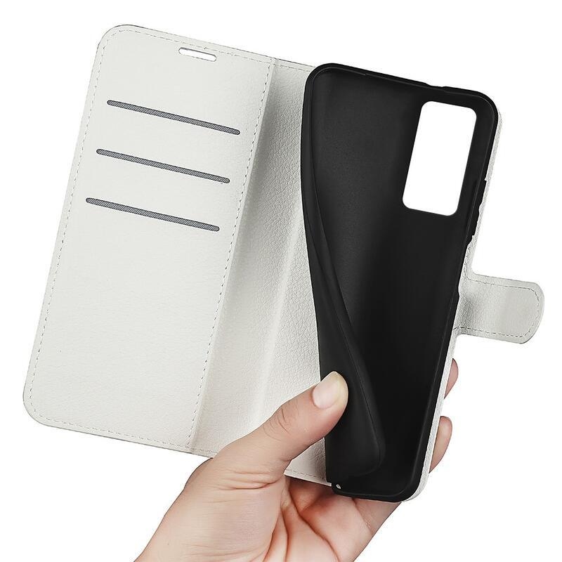 Litchi PU bőr pénztárca tok Xiaomi 12 Lite-hoz - fehér