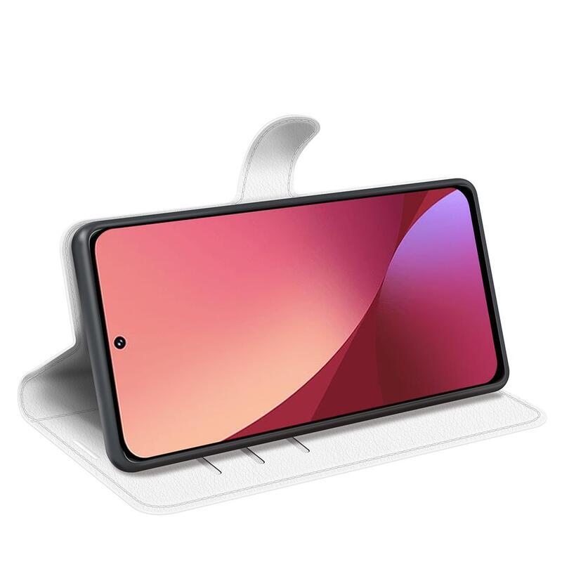 Litchi PU bőr pénztárca tok Xiaomi 12 Lite-hoz - fehér