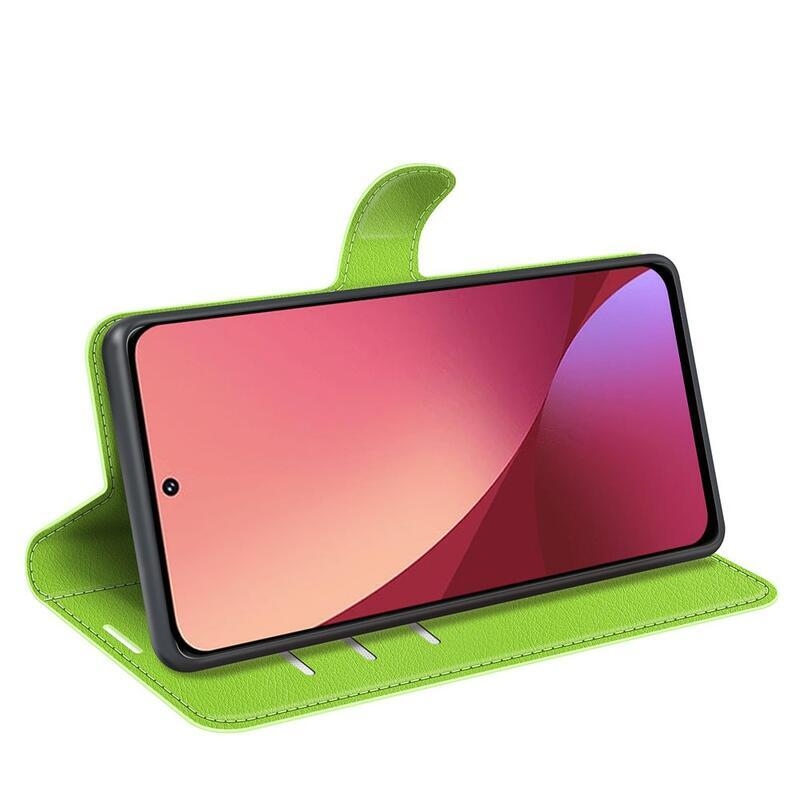 Litchi PU bőr pénztárca tok Xiaomi 12 Lite-hoz - zöld