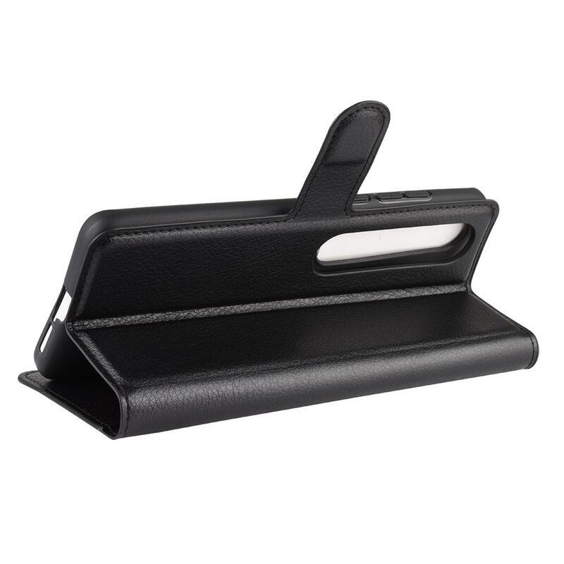 Litchi PU bőr pénztárca tok Xiaomi Mi 10/Mi 10 Pro - fekete