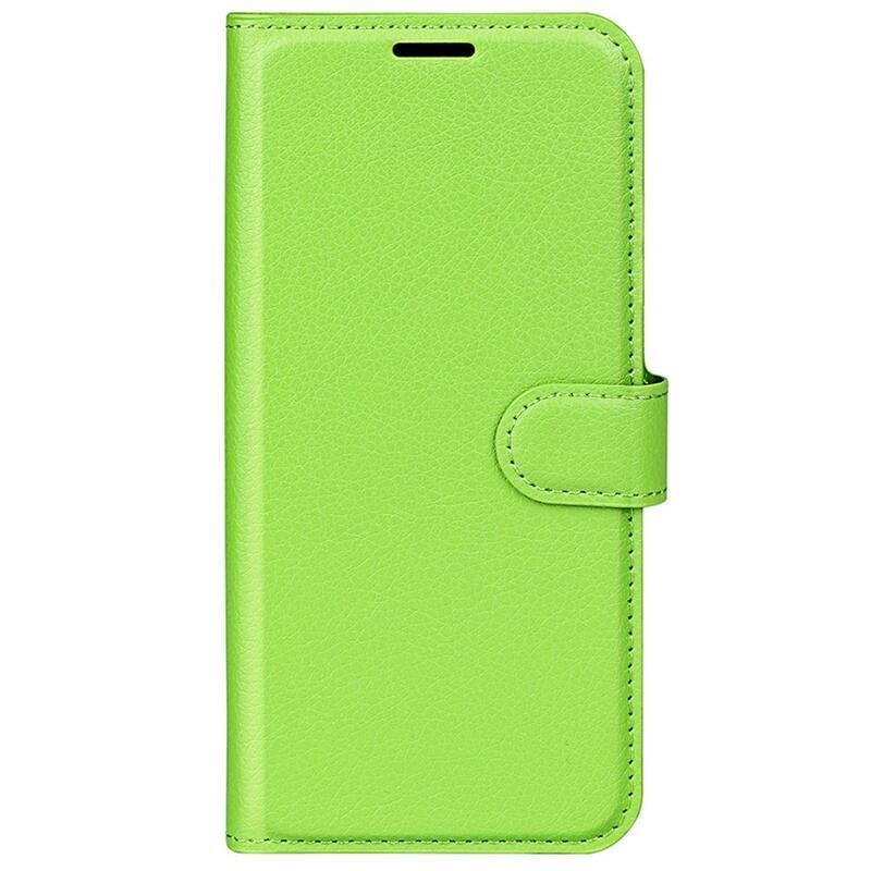 Litchi PU bőr pénztárca tok a Xiaomi Poco F4 5G-hez - zöld