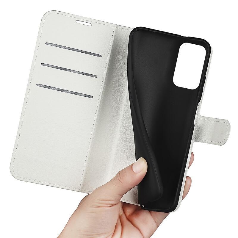 Litchi PU bőr pénztárca tok Xiaomi Poco M4 Pro 5G/Redmi Note 11S 5G - fehér