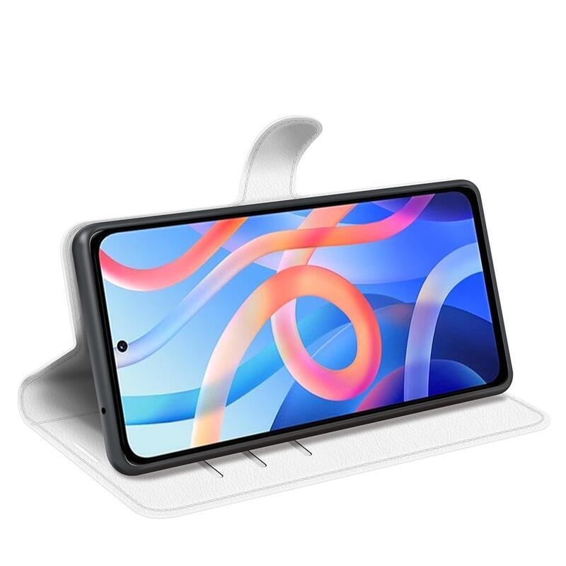 Litchi PU bőr pénztárca tok Xiaomi Poco M4 Pro 5G/Redmi Note 11S 5G - fehér