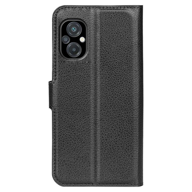 Litchi PU bőr pénztárca tok a Xiaomi Poco M5-hez - fekete
