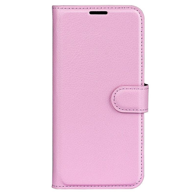 Litchi PU bőr pénztárca tok a Xiaomi Poco M5-hez - rózsaszínű