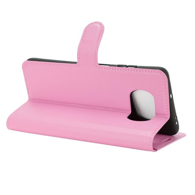 Litchi PU bőr pénztárca tok Xiaomi Poco X3/X3 Pro - rózsaszínű