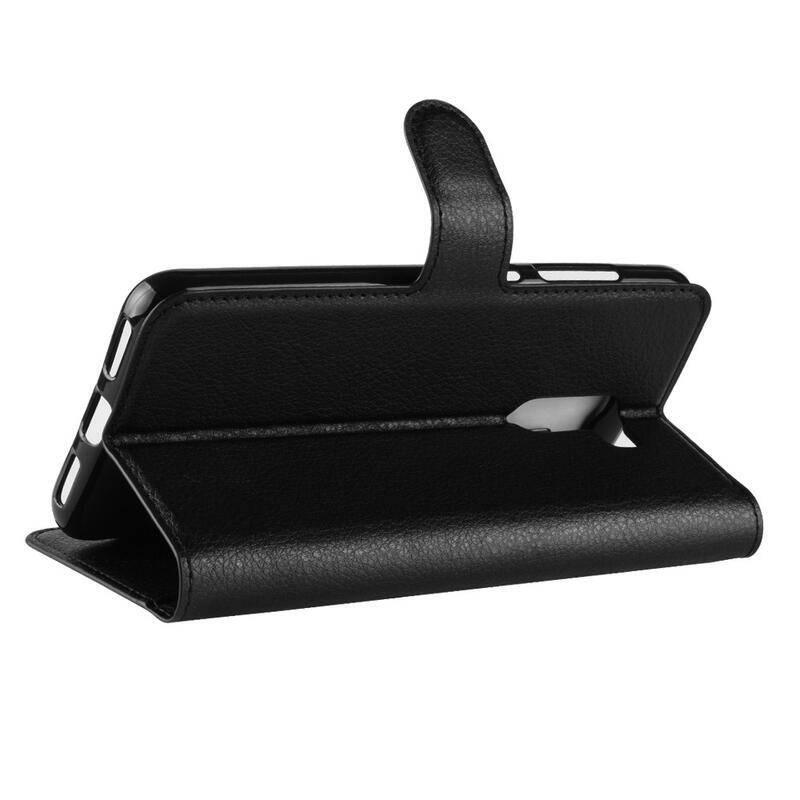 Litchi PU bőr pénztárca tok a Xiaomi Pocophone F1-hez - fekete