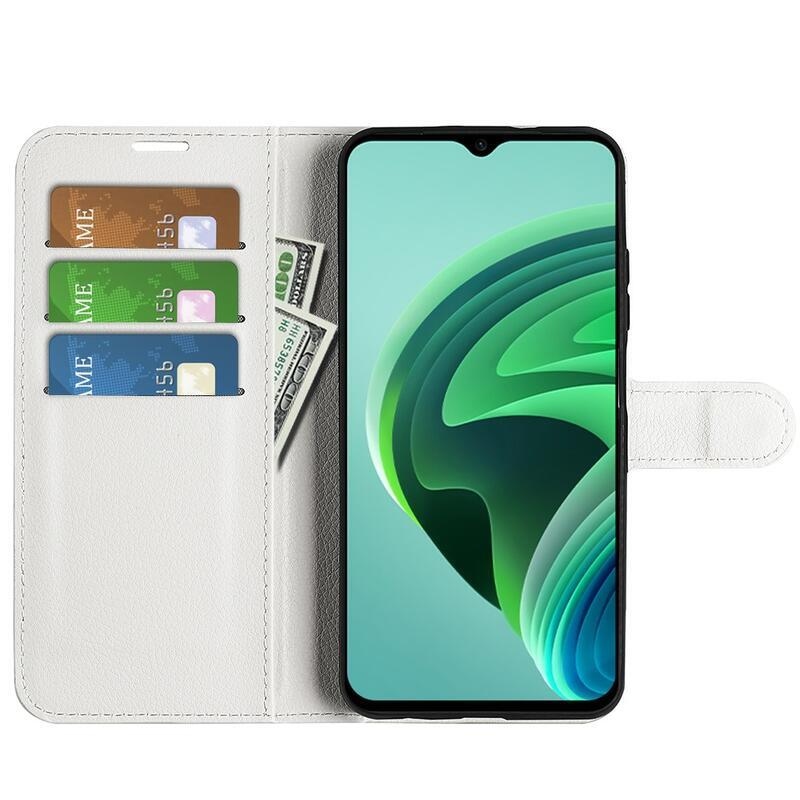 Litchi PU bőr pénztárca tok Xiaomi Redmi 10 5G - fehér