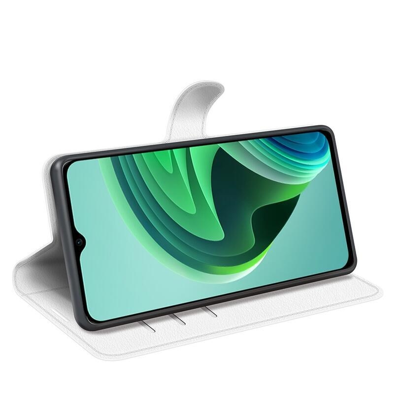 Litchi PU bőr pénztárca tok Xiaomi Redmi 10 5G - fehér