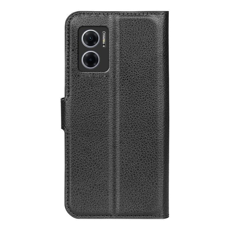 Litchi PU bőr pénztárca tok a Xiaomi Redmi 10 5G-hez - fekete