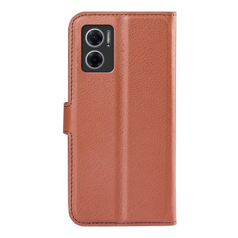 Litchi PU bőr pénztárca tok Xiaomi Redmi 10 5G - barna