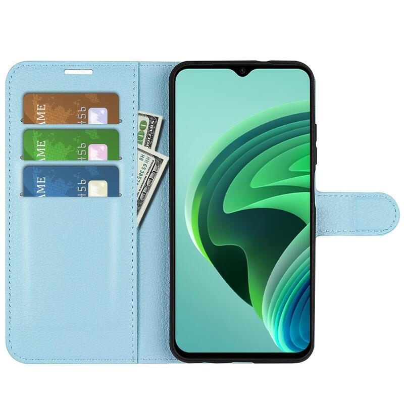 Litchi PU bőr pénztárca tok Xiaomi Redmi 10 5G - kék