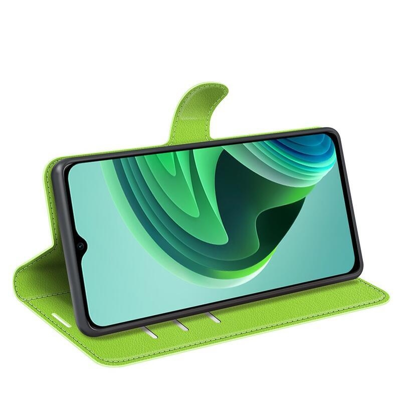 Litchi PU bőr pénztárca tok Xiaomi Redmi 10 5G - zöld