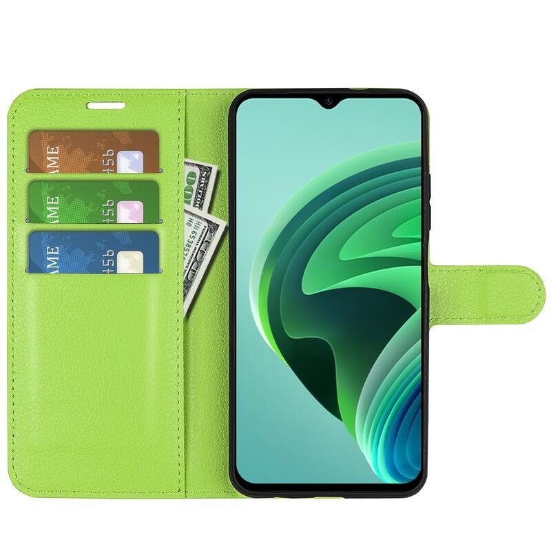 Litchi PU bőr pénztárca tok Xiaomi Redmi 10 5G - zöld