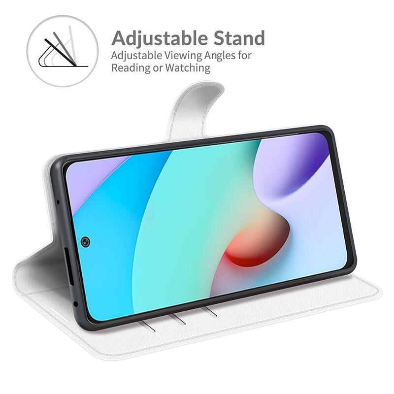 Litchi PU bőr pénztárca tok Xiaomi Redmi 10/Redmi 10 (2022) - fehér