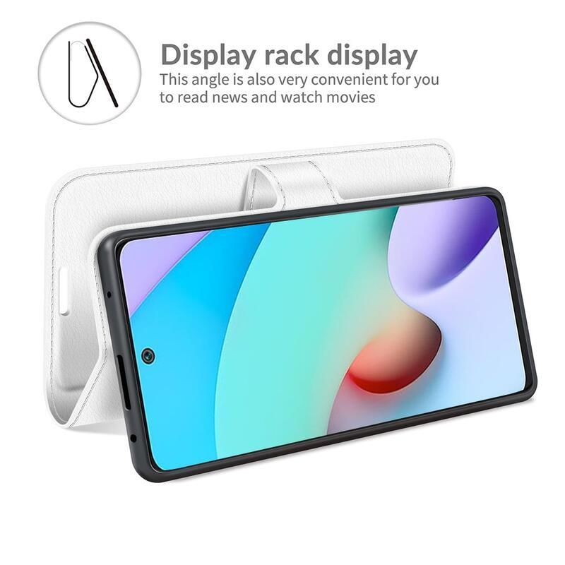 Litchi PU bőr pénztárca tok Xiaomi Redmi 10/Redmi 10 (2022) - fehér
