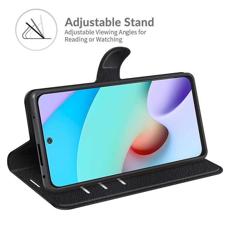 Litchi PU bőr pénztárca tok Xiaomi Redmi 10/Redmi 10 (2022) - fekete