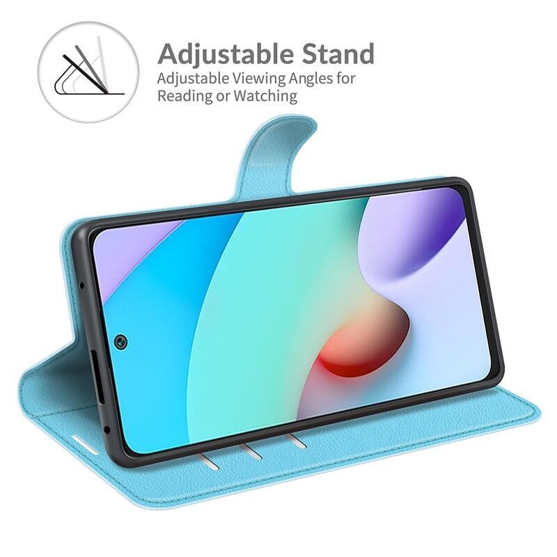 Litchi PU bőr pénztárca tok Xiaomi Redmi 10/Redmi 10 (2022) - kék