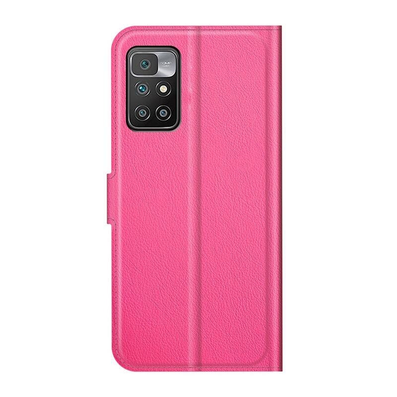 Litchi PU bőr pénztárca tok Xiaomi Redmi 10/Redmi 10 (2022) - rózsaszínű