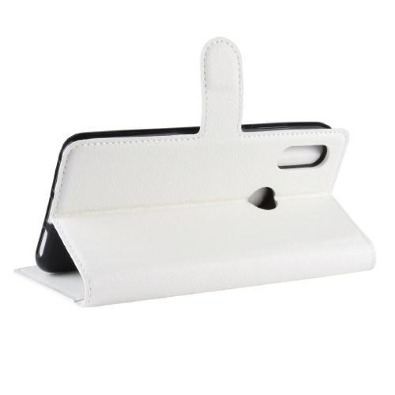 Litchi PU bőr pénztárca tok Xiaomi Redmi 7-hez - fehér