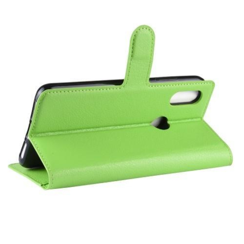 Litchi PU bőr pénztárca tok Xiaomi Redmi 7-hez - zöld