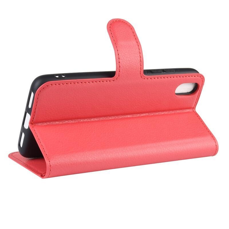 Litchi PU bőr pénztárca tok Xiaomi Redmi 7A - piros