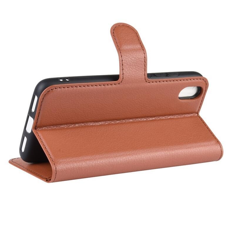 Litchi PU bőr pénztárca tok Xiaomi Redmi 7A-hoz - barna