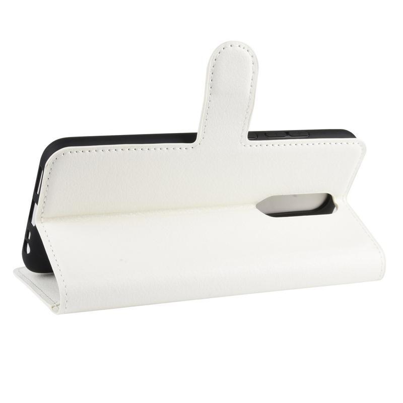 Litchi PU bőr pénztárca tok Xiaomi Redmi 8-hoz - fehér