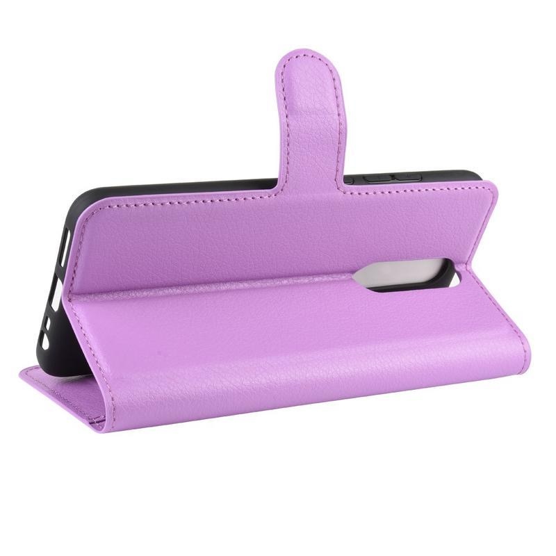 Litchi PU bőr pénztárca tok Xiaomi Redmi 8-hoz - lila