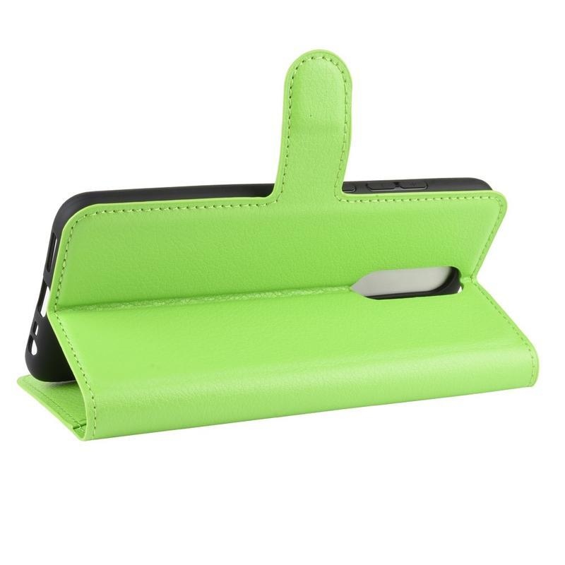 Litchi PU bőr pénztárca tok Xiaomi Redmi 8-hoz - zöld