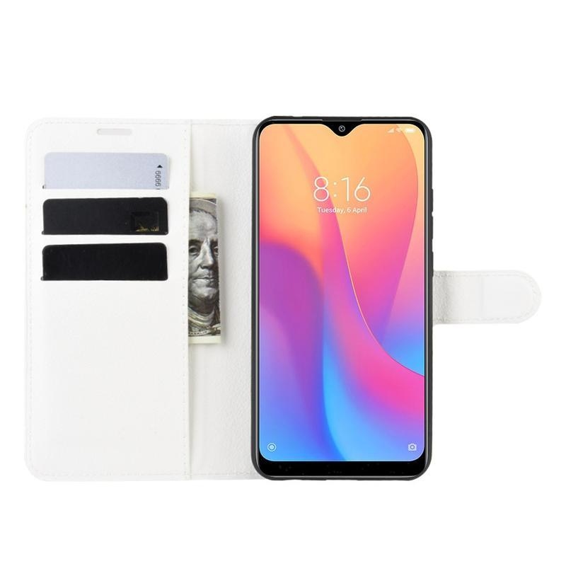 Litchi PU bőr pénztárca tok Xiaomi Redmi 8A-hoz - fehér