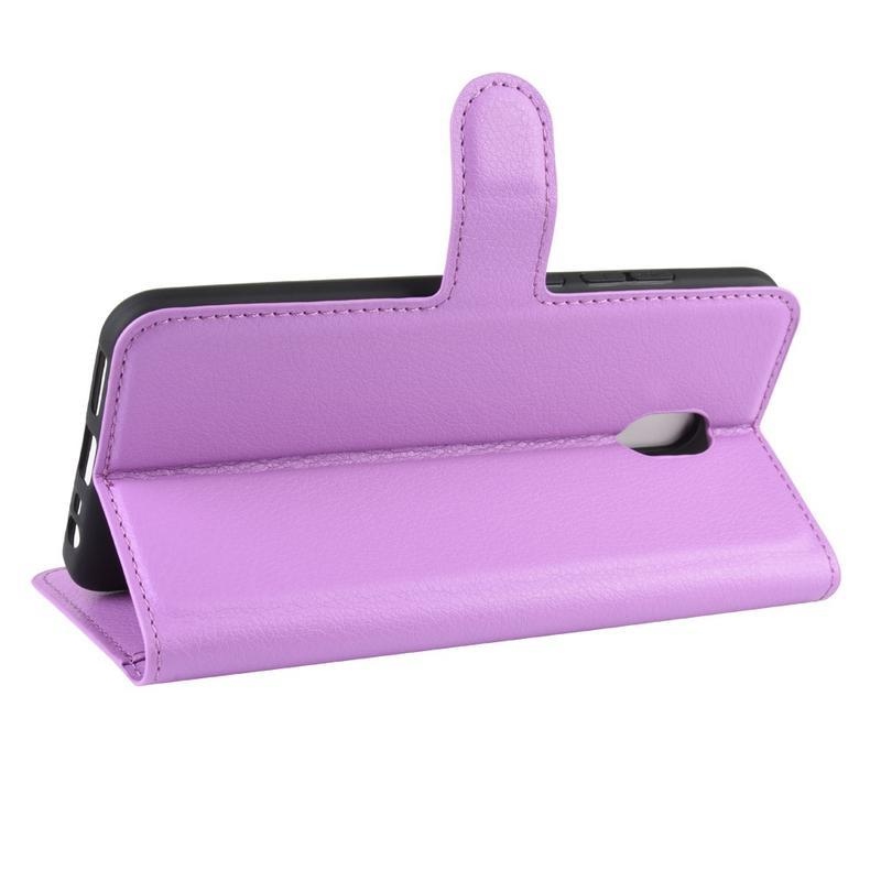 Litchi PU bőr pénztárca tok Xiaomi Redmi 8A-hoz - lila